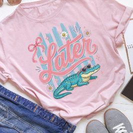 Senare Gator Coquette Preppy Randig T Shirt