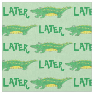 Senare Gator Grönt Gult Alligator Crocodile Croc Tyg