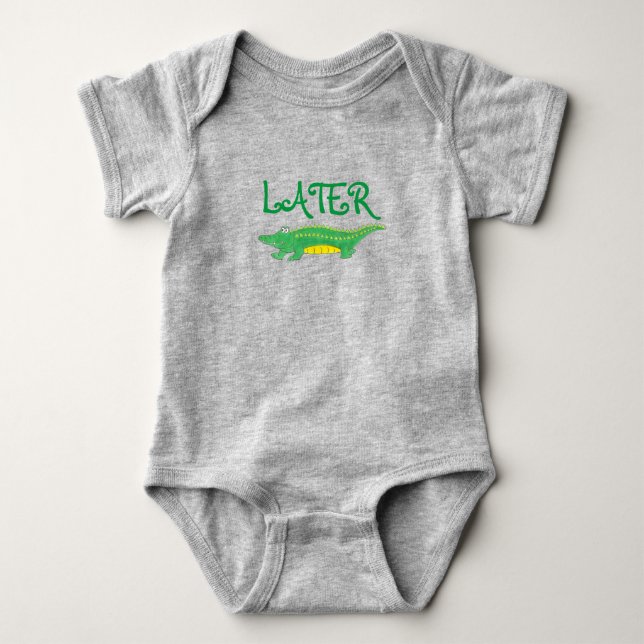 Senare Gator Grönt Gult Alligator Crocodile Tee (Framsida)
