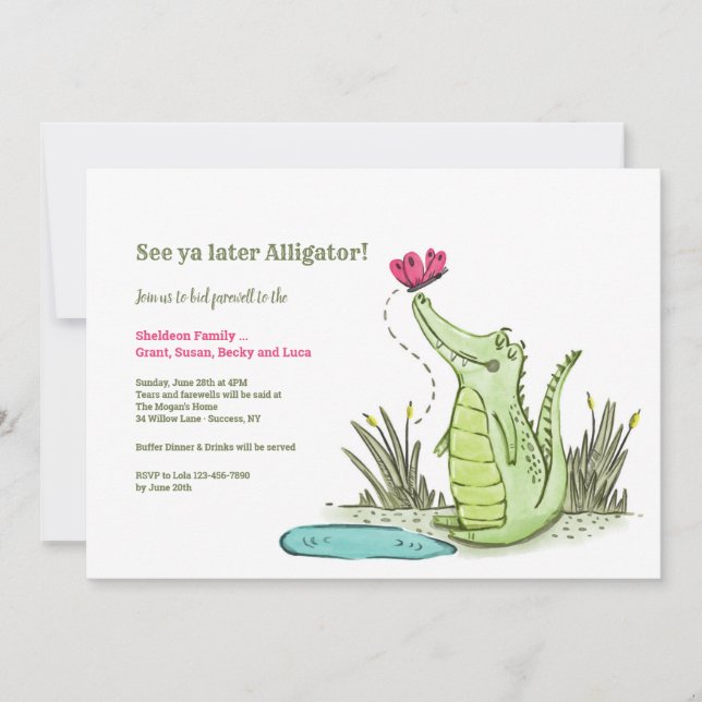 Senare ska Alligator åka bort från Party Inbjudningar (Framsida)