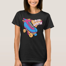 Senare Skater Rosa Blue 80s Tecknad Roller Skate T Shirt
