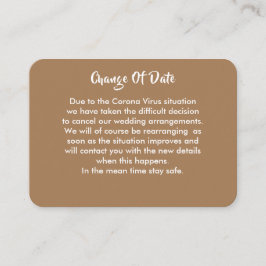 Senarelagd ändring av datummeddelande från Bröllop Tilläggskort