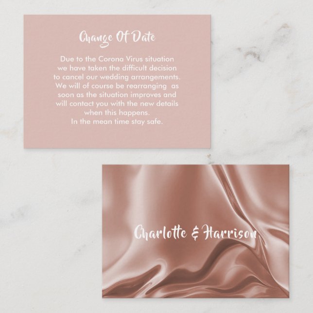 Senarelagd ändring av datummeddelande från Bröllop Tilläggskort (Fram/baksida)