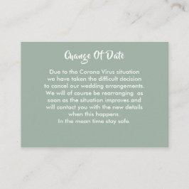 Senarelagd ändring av datummeddelande från Bröllop Tilläggskort