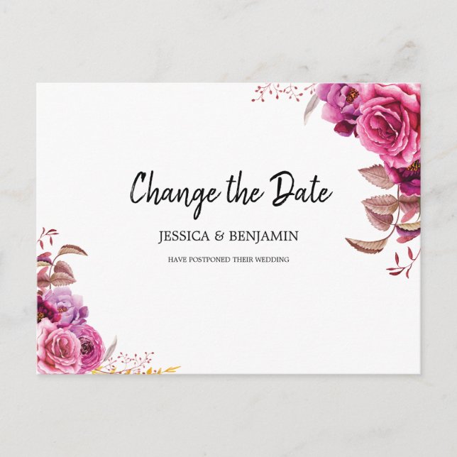Senarelagd Blommigt för rosa Blommar Ändra datum Vykort (Framsida)