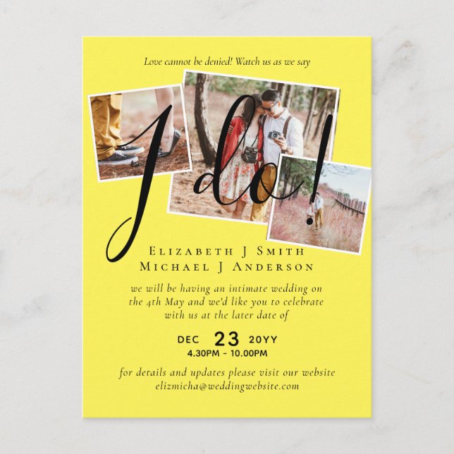 Senareläggning av bröllop, ändring av datummottagn vykort (Framsida)