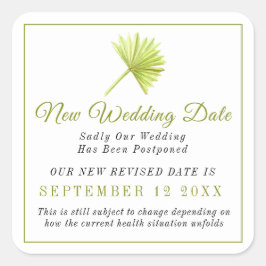 Senareläggning av datumändring i bröllop handflata fyrkantigt klistermärke