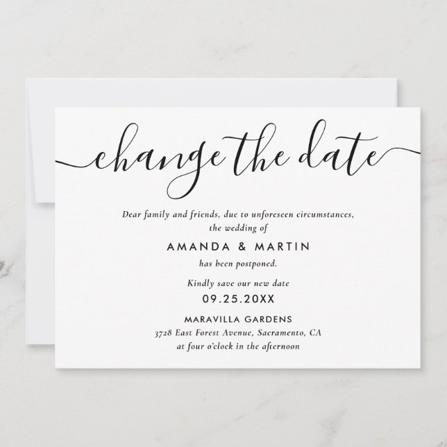 Senareläggning av Svarta och vita Bröllop Meddelande (Framsida)