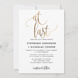 Senast svart Guld-skripttypografi Bröllop Inbjudningar