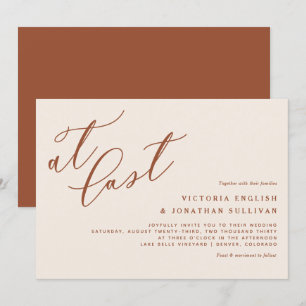Senast Terracotta Modern calligraphy Bröllop Inbjudningar