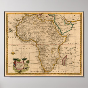 Senaste 1800-talet Afrika Karta Poster