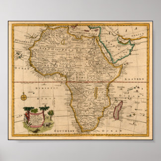 Senaste 1800-talet Afrika Karta Poster