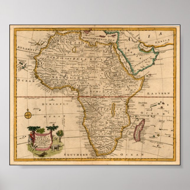 Senaste 1800-talet Afrika Karta Poster (Framsidan)