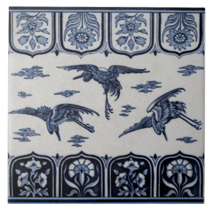 Senaste 1800-talskassan Repro Minton Blue Gräns T Kakelplatta