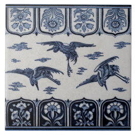 Senaste 1800-talskassan Repro Minton Blue Gräns Ti Kakelplatta