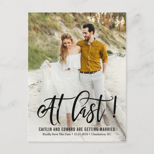 Senaste Bröllop spara datum-vykort svart Meddelande Vykort (Framsida)