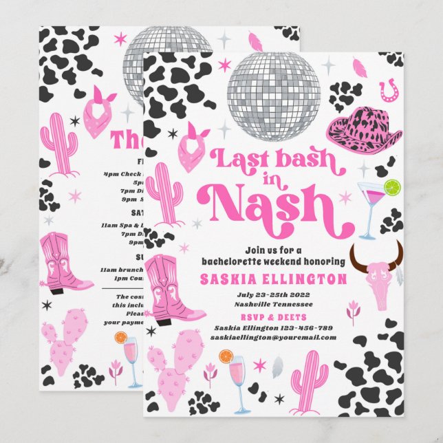 Senaste bytet i Nash Bachelorette Helg på italiens Inbjudningar (Fram/baksida)