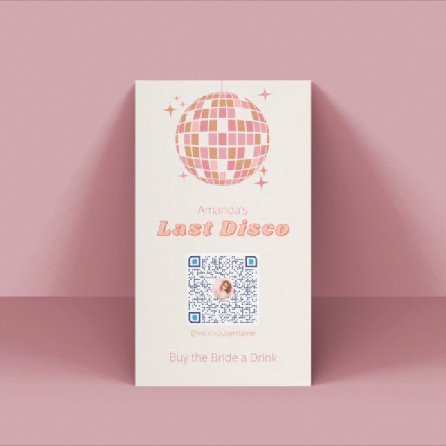 Senaste Disco Bachelorette Party Venmo-kortet Placeringskort (Skapare uppladdad)