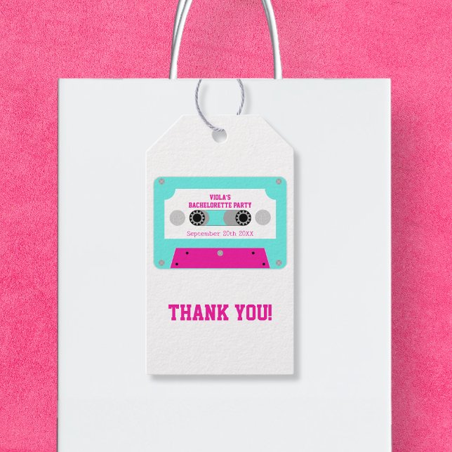 Senaste Disco Cassette Tape Bachelorette Tack Presentetikett (Last Disco Cassette Tape Bachelorette Thank You Gift Tags)