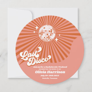 Senaste Disco Retro 70:s Bachelorette Helg Party Inbjudningar
