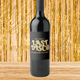 Senaste Disco Retro 70-talet Black and Guld Bachel Vinflaska Etikett