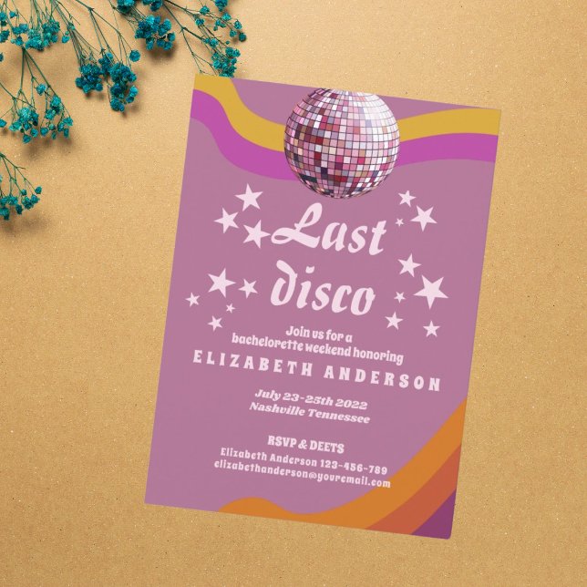 Senaste Disco Retro 70s Bachelorette Helg Inbjudningar (Skapare uppladdad)