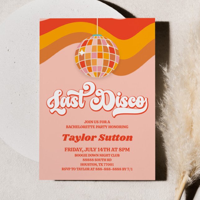 Senaste Disco Retro 70s Bachelorette Party Inbjudningar (Skapare uppladdad)