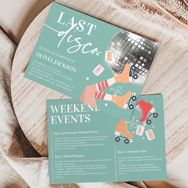 Senaste Disco Retro Bachelorette Party Itinerary Inbjudningar (Skapare uppladdad)