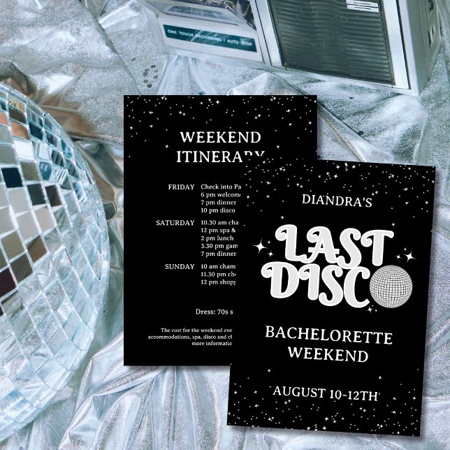 Senaste Disco Retro Silver 70-talet Bachelorette H Inbjudningar (Last Disco Retro Silver 70s Bachelorette Weekend Invitation)