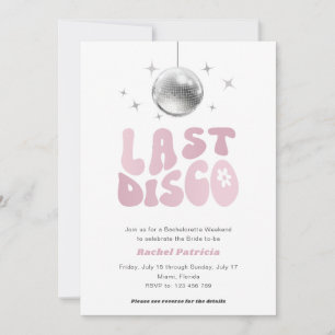 Senaste diskotek, enkel modern retro Bachelorette Inbjudningar