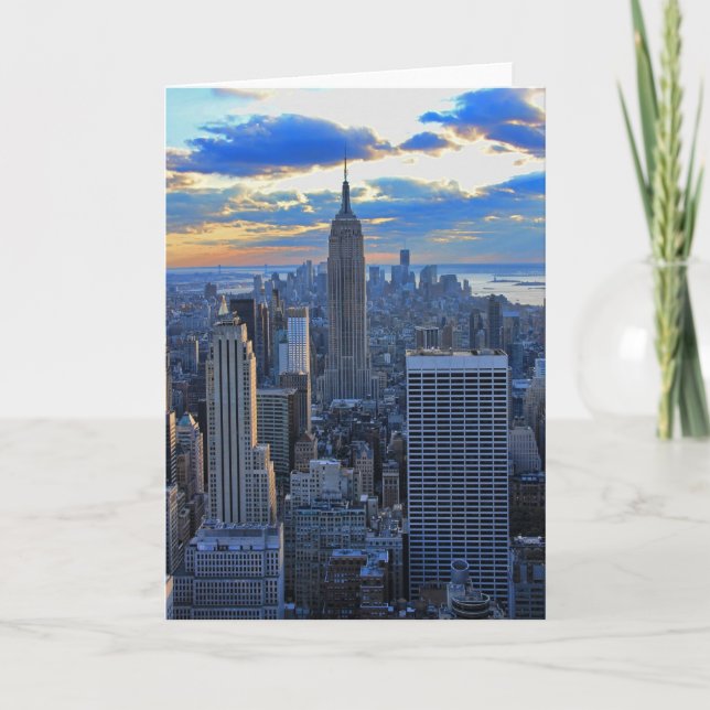 Senaste eftermiddagen NYC Skyline som solnedgång Kort (Framsida)