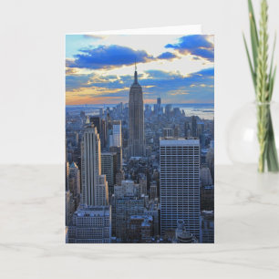 Senaste eftermiddagen NYC Skyline som solnedgång Kort