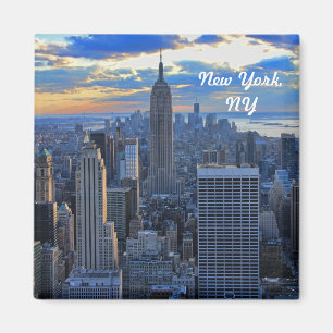 Senaste eftermiddagen NYC Skyline som solnedgång # Magnet