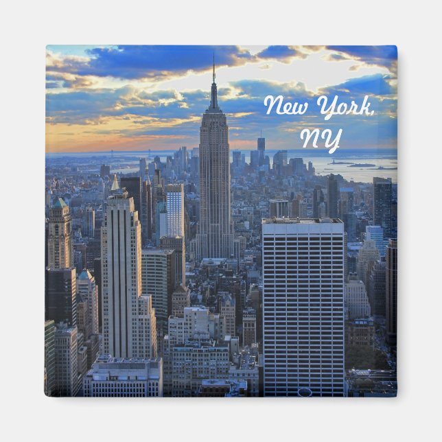 Senaste eftermiddagen NYC Skyline som solnedgång # Magnet (Framsidan)