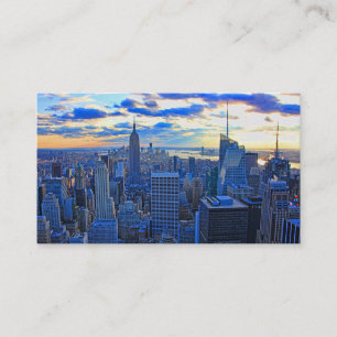 Senaste eftermiddagen NYC Skyline som solnedgång Visitkort