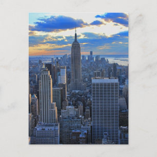 Senaste eftermiddagen NYC Skyline som solnedgång Vykort