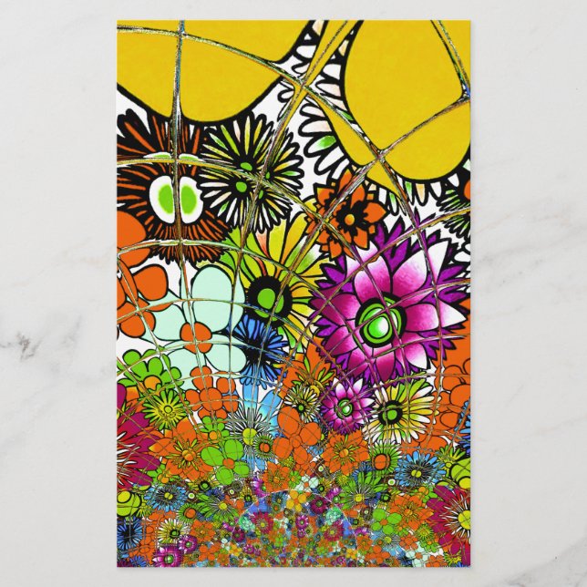 Senaste färgade Blommönstret Design Art Brevpapper (Framsida)