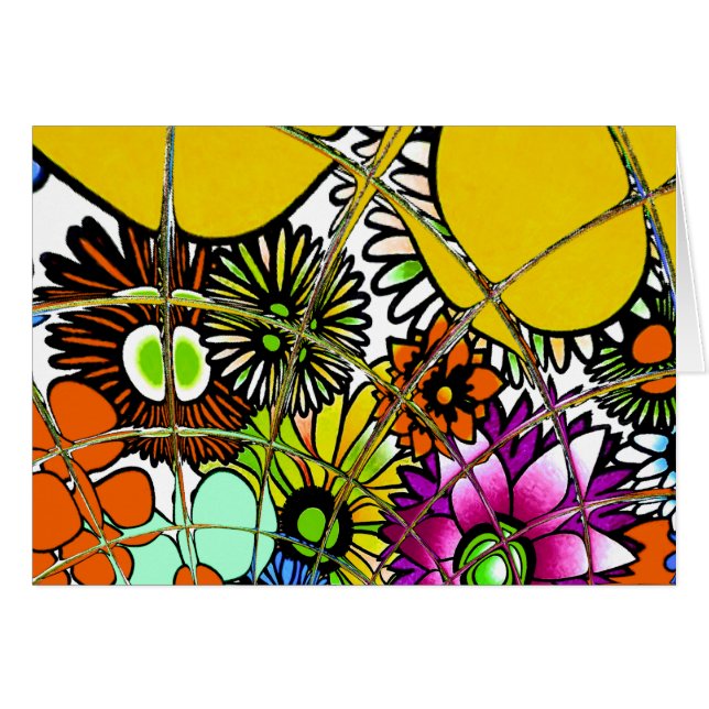 Senaste färgade Blommönstret Design Art Hälsningskort (Framsidan Horizontal)