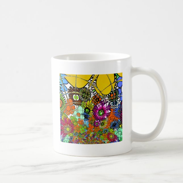 Senaste färgade Blommönstret Design Art Kaffemugg (Höger)