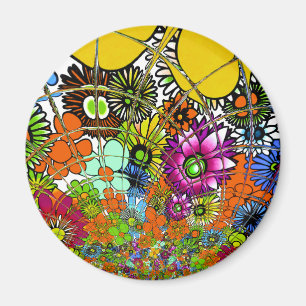 Senaste färgade Blommönstret Design Art Magnet