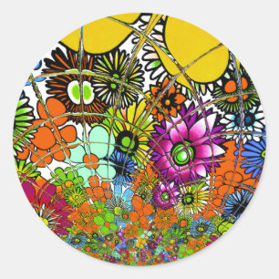 Senaste färgade Blommönstret Design Art Runt Klistermärke