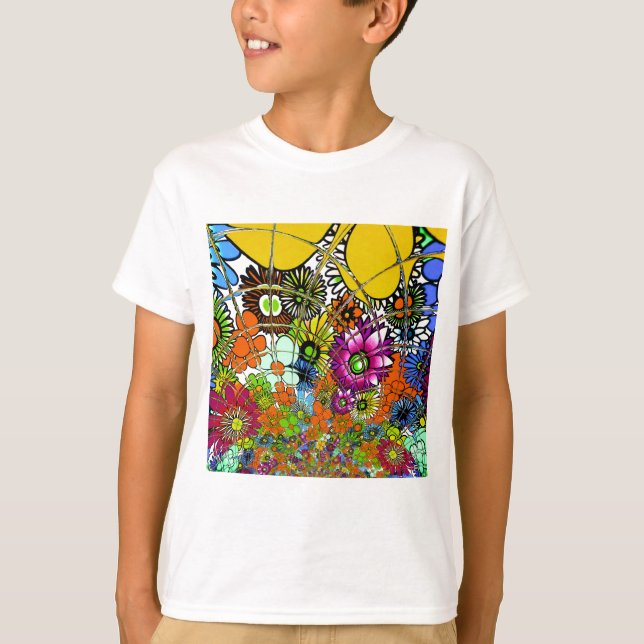 Senaste färgade Blommönstret Design Art T Shirt (Framsida)