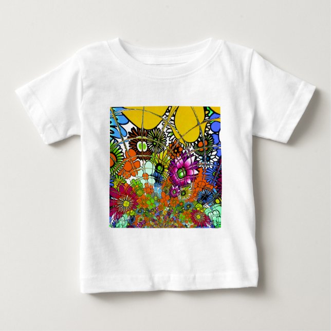 Senaste färgade Blommönstret Design Art Tee (Framsida)