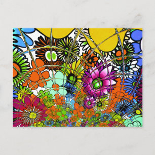 Senaste färgade Blommönstret Design Art Vykort