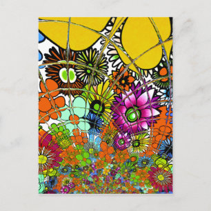 Senaste färgade Blommönstret Design Art Vykort