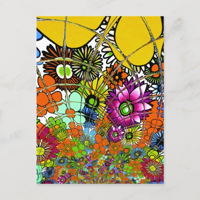 Senaste färgade Blommönstret Design Art Vykort (Framsida)