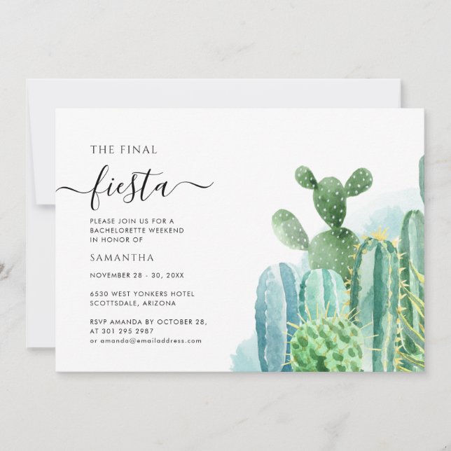 Senaste fiesta Bachelorette Helg Party Itinerary Inbjudningar (Framsida)