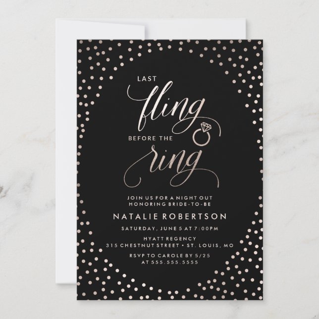 Senaste gången före Ring | Bachelorette Party Inbjudningar (Framsida)
