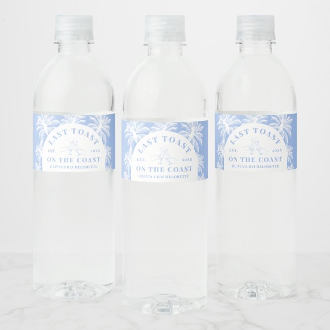 Senaste gisten på kusten vid Kusten-stranden Bache Vattenflaska Etikett (Flaskor)