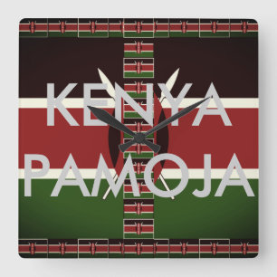 Senaste härliga Kenya Pamoja (tillsammans anden) Fyrkantig Klocka